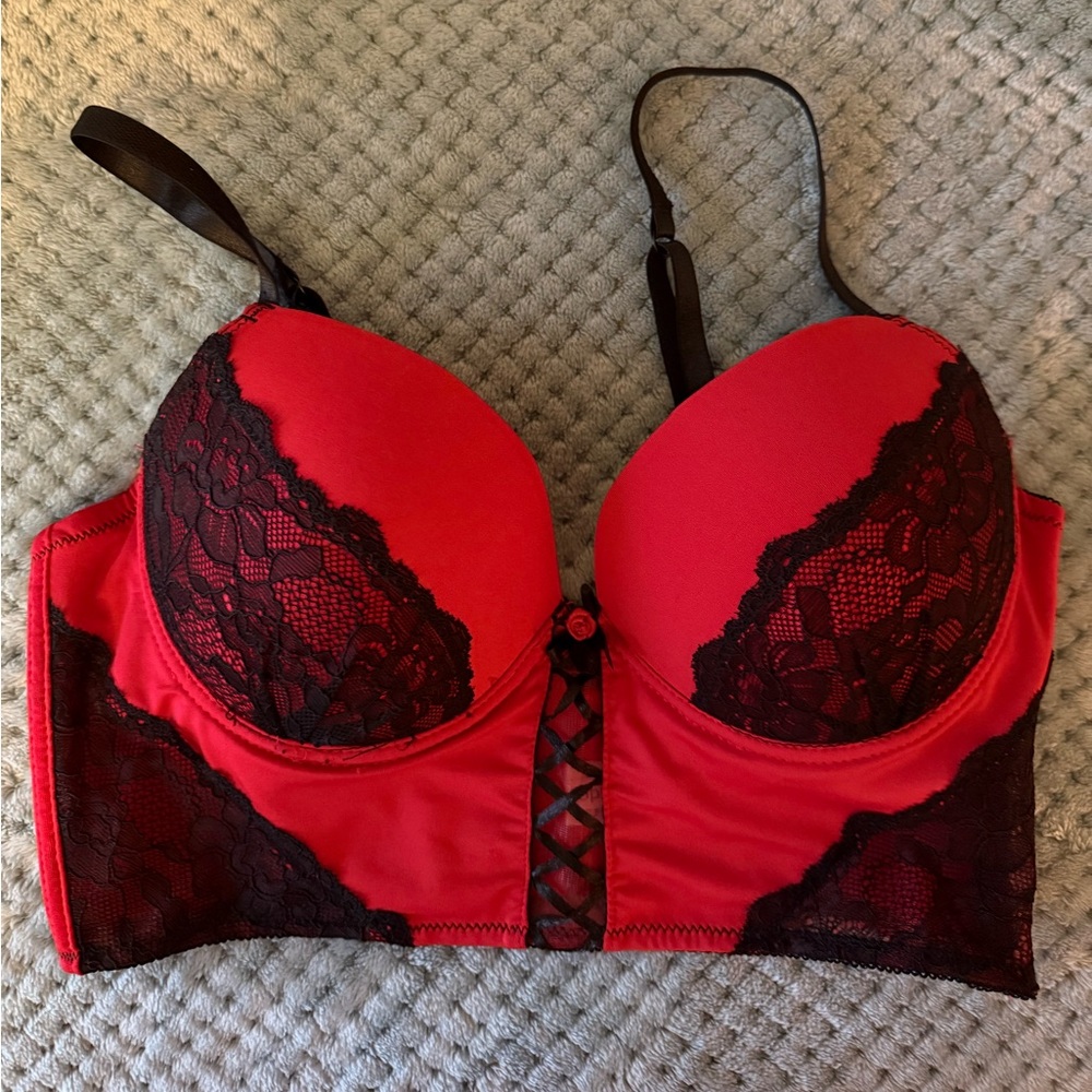 Sophie B. Red and Black Lace Bra